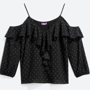 Truly poppy Tate Cold shoulder Ruffle top NWT Stitch Fix size XL polka dots